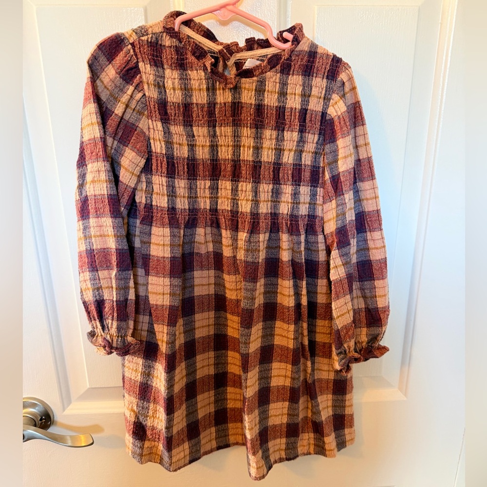 Zara Kids Plaid Dress - Burgundy and Tan